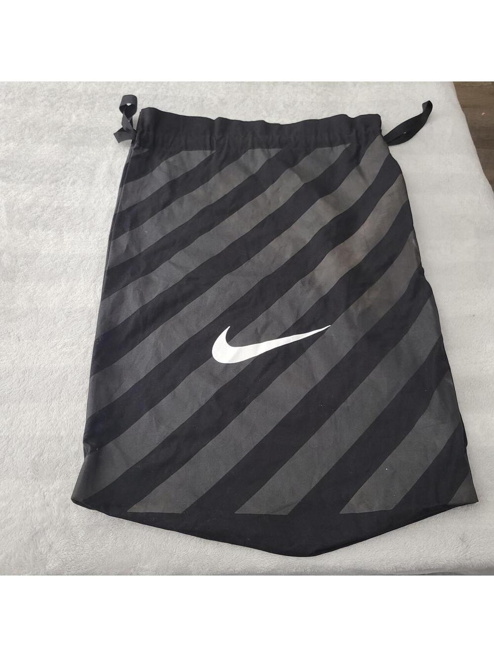 Nike Black & Gray Striped Drawstring Gym Sack Swoosh Bag